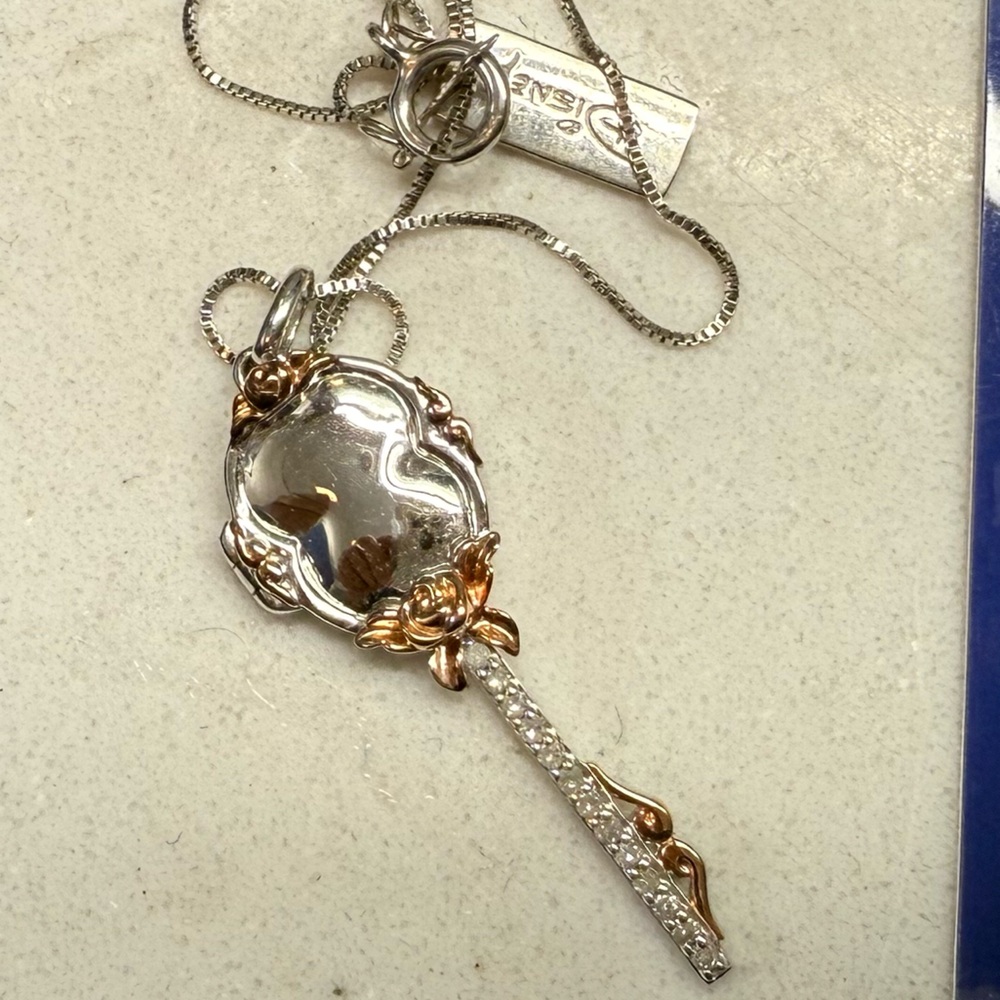 Disney Silver and Gold enchanted mirror Necklace from beauty and the beast